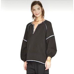 HATCH Maternity The Embroidered Puff Sleeve Peasant Top